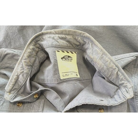 Vans Off The Wall Mens Shirt Button Up Classic Casual Pockets Chambray Medium - Picture 8 of 14